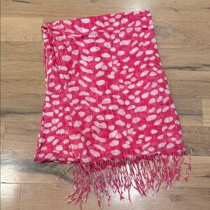 Pink and White Patterned Scarf